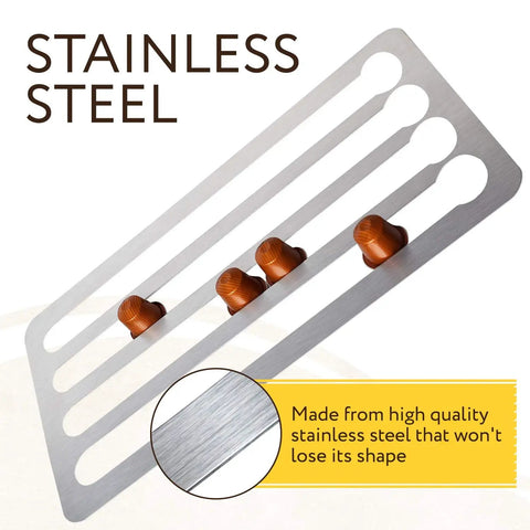 Under Cabinet Coffee Pod Holder For Nespresso Original Line Dope 44 Pods, stainless steel detail, with pod slots.