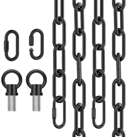 Industrial Black 20 Foot Adjustable Light Fixture Chain With Connection Locks for Hanging Ceilings and Chandeliers, supports 66 lbs