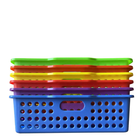 Six Pack Straight Up Durable Plastic Classroom Storage Bins And Turn In Trays Total Game Changer For Teachers To Keep Papers Neat And Tidy Rainbow Colors Measure 13 Inches Long