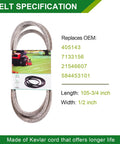 Belt from 46 Inch Mower Deck Rebuild Kit Go To Husqvarna Models 2246LS 2346XLS YTA22V46 YTH20K46 YTH224T