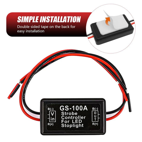 Two Pack Hella Noticeable Strobe Flasher Module For Led Brake And Tail Lights Universal 12V 24V Rapid Blink Controller For Car Whip Truck And Motorcycle Black with wiring.