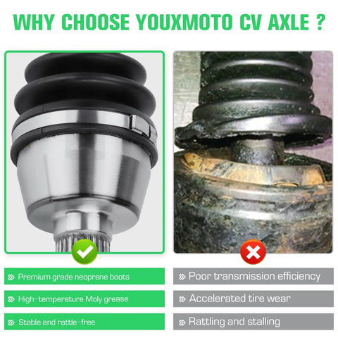 Front Left And Right CV Axle Set For Polaris RZR 800 2008 2014 And RZR 570 2014 2020 2 Seater Replacement 4340 Chromoly comparison image