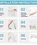 Installation instructions for Easy Install French Door Curtain For Double Doors Thermal Insulated Light Blocking Tie Up Shades Energy Efficient 26 By 40 Inches In Pure White 1 Panel With No Drill Adhesive Straps.