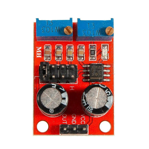 Five Pack NE555 Signal Generator Module drops sweet square waves with adjustable components on a red PCB.