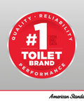 Red badge for American Standard, labeled #1 toilet brand for quality, reliability, and performance based on 2024 BRG data.