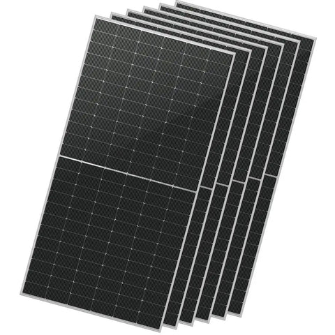 Heavy Hitter 6 Pack 560 Watt Bifacial Solar Panels Monocrystalline PERC stacked for efficient outdoor power solutions.