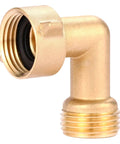 Heavy Duty Brass Garden Hose Elbow Connector 90 Degree Three Quarter Inch Male To Female Adapter with Four O Rings in solid brass