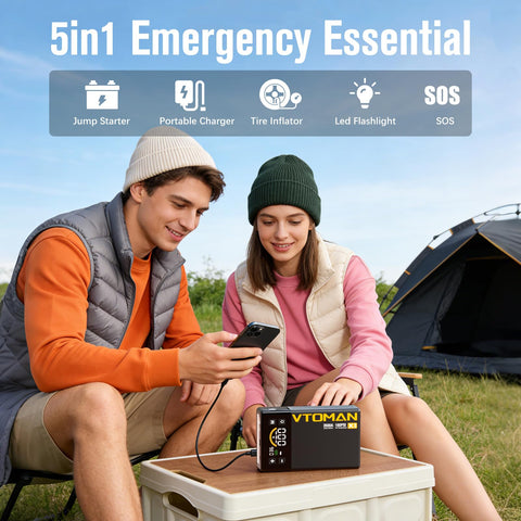 X3 Jump Starter With Air Compressor, 3500A Portable Car Battery Booster, 160 PSI Tire Inflator, 12V Lithium Battery, USB Charging, LED Light, SOS Alarm, All In One Road Trip Lifesaver For Gas And Diesel Engines