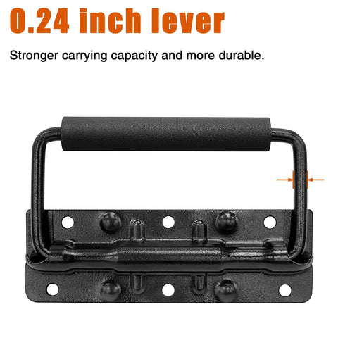 2 Pack 4.9 Inch Heavy Duty Spring Loaded Stainless Steel Surface Mount Chest Handle with Rubber Grip, front view