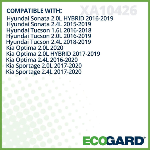 Compatibility list for Premium Engine Air Filter For Hyundai Sonata, Kia Sportage, Hyundai Tucson, And Kia Optima