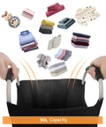 Hands holding black hamper of X Large 115L Collapsible Laundry Basket Stand Up Hamper Two Pack Black And Dark Grey With Padded Handles
