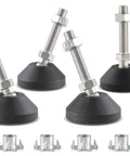 4 Pcs M10 Leveling Feet With T Nut No Slip Threaded Rubber Feet Adjustable Swivel Levelers For Furniture And Appliances