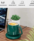 Smart Coffee Mug Warmer And Versatile Candle Warmer Pad For Desk keeps your daily brews piping hot with a chill green finish.