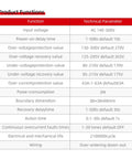 Table of technical parameters for Smart Circuit Breaker With Overvoltage And Undervoltage Protection, Adjustable 80-210V Low Cutoff And 130-300V High Cutoff, 1-63A Overcurrent Guard, DIN Rail Mount For Plug-And-Play Panel Setup In Industrial Cabinets