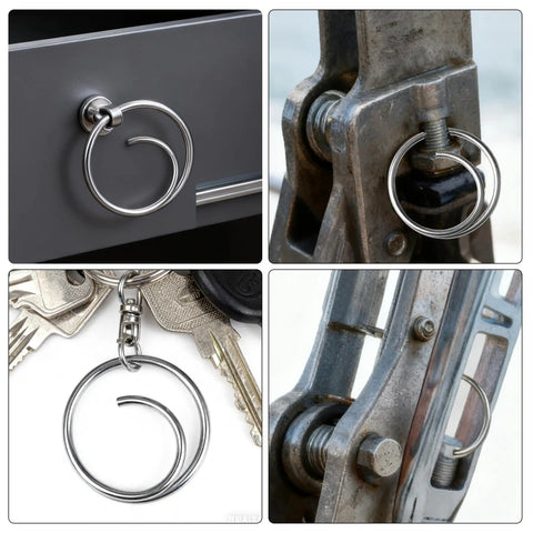 80 Piece Stainless Steel Cotter Ring Kit With Five Sizes, 316 Grade Marine Hardware in use on hitch pin lock system and cabinet knobs