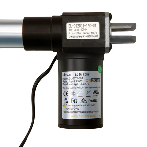 No Stress Heavy Duty Power Recliner Motor And Linear Actuator For Lift Chair Replacement DL DT2001 close-up with specifications.