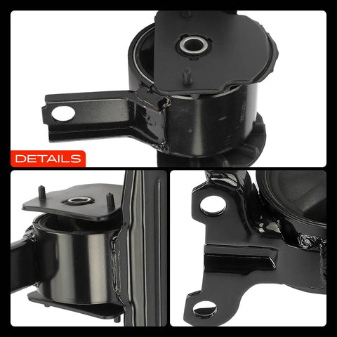 Close-up of a black Direct Fit Engine And Transmission Mount Kit Set Of 4 For Mitsubishi Lancer And Outlander Sport With Manual Transmission Easy Drop In Swap Built Heavy Duty For A Tight Smooth Ride.