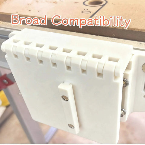 Adjustable Track Hinge For Track Saw Systems And MFT Style Workbenches showing broad compatibility design.