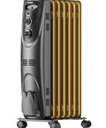 Side view of Big Room Electric Oil Filled Radiator Heater With Dual Knobs 1500W Fast Heat Quiet Space Heater 3 Modes Tip Over Protection
