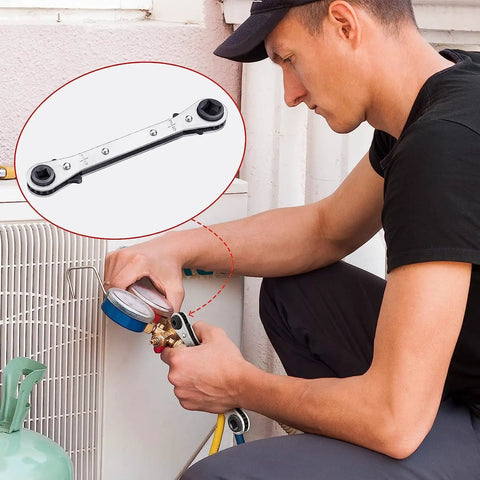 Top Shelf HVAC Service Ratchet Wrench With Quick Flip Reversing Lever For Refrigeration And Air Conditioning Technicians Featuring Four Essential Square Drive Specs In A Knockout Compact Setup