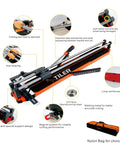 25 Inch Manual Tile Cutter For Ceramic And Porcelain Tiles With Tungsten Carbide Cutting Wheel Removable Scale Free Bag displayed.