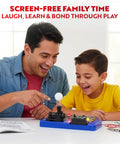 Father and son using Electrical Circuit Board Kit For Kids With 25 Plus STEM Projects Learn Electricity, Voltage, Currents, Resistance And Magnetism In A Hands On Electronics Lab Toy For Ages 8 Through 13.