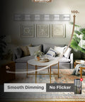 Dimmable LED Vanity Light Fixture Over Mirror With Four Lights, 5000K Daylight, CRI 90, shown in smooth dimming setting