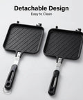 Elsjoy Stovetop Toasted Sandwich Maker Press, Aluminum Flip Pan With Handle For Kitchen Breakfasts, Easy Clean Detachable Design.