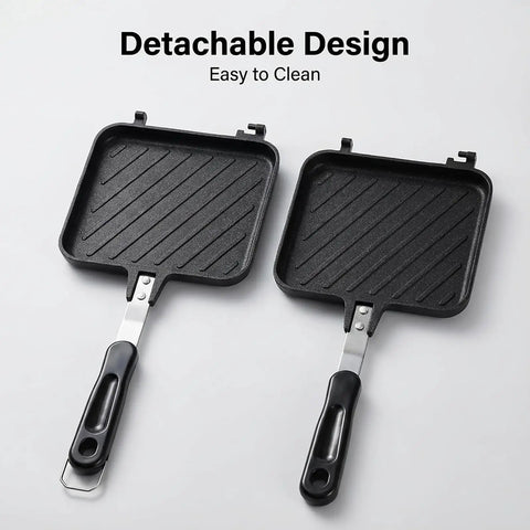 Elsjoy Stovetop Toasted Sandwich Maker Press, Aluminum Flip Pan With Handle For Kitchen Breakfasts, Easy Clean Detachable Design.