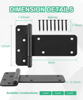 6 Inch Gate Hinges 4 Pack Matte Black Beefy Heavy Duty 280 Lbs Capacity For Wooden Or Metal Gates Farm Fence Industrial Grade Hinges That Stand Up To Heavy Traffic, dimension details with 8 screws