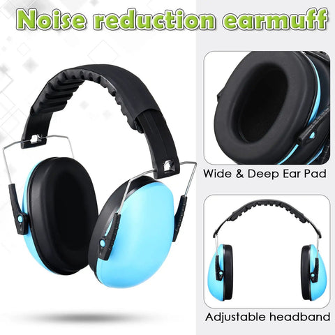 9 Pack Kids Earmuffs For Noise Reduction 29dB, blue earmuffs with adjustable headband and wide ear pads