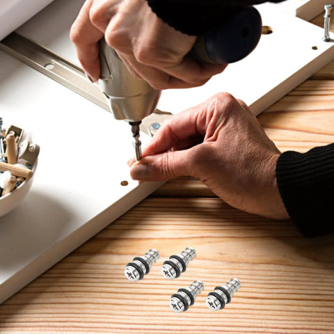 Installing 20 Pack Silver Shelf Pins And Pegs, Heavy Duty Self Tapping Shelf Supports For Cabinets on wood surface