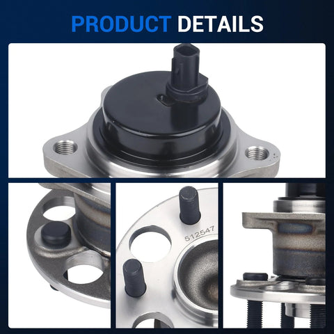 Close-up of Rear Wheel Bearing And Hub Assembly 512547 Plug And Play Compatible With Toyota Corolla 2020 To 2022 And Prius 2016 To 2022 And Prius Prime 2017 To 2022 Lexus CT200h 2011 To 2017 5 Lug With ABS details
