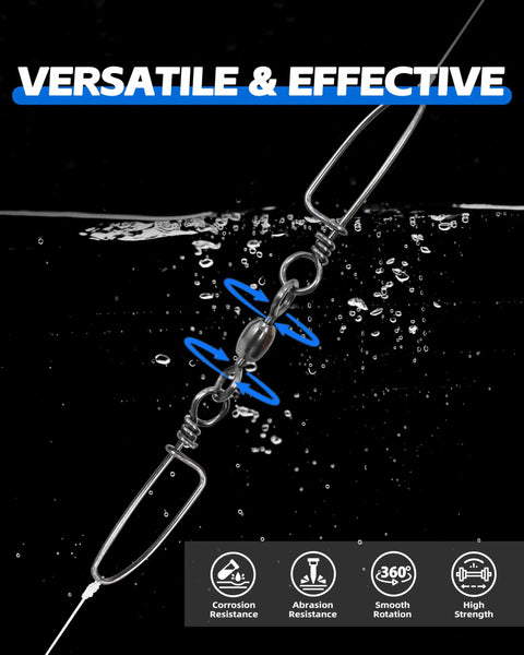 Heavy Duty Double Snap Swivels 200Lb Stainless Steel Coastlock Fishing Connectors in water showing versatility