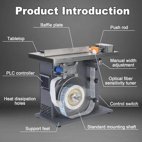 Premium Semi-Automatic Corner Labeling Machine With Digital Touch Screen And Automatic Centering features baffle plate and PLC controller.