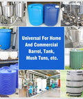 Collage of barrels and tanks for water storage with text overlay about universal use for home and commercial purposes.