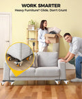 Heavy Duty Furniture Dolly Featuring Silent Smooth Rollers And Slick Floor Friendly Plate for easy moving of a couch.