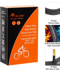 Heavy Duty 700C Bike Inner Tubes 44C To 50C AV48 Schrader Valve 2 Pack packaging with features