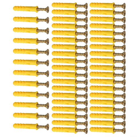 50 Piece Drywall Anchors And Screws Kit With Self Drilling Metal Wall Anchors Anti Spin Grip For Easy Hanging Projects M6 Fasteners And M8x40 Screws For Quick Install No Pre Drill, yellow anchors with screws