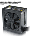 650W 80 Plus Gold Certified Non Modular ATX Power Supply With 6 Plus 2 Pin Connectors PFC Protection And RoHS Compliance 120mm Silent Fan Gaming PSU GN650 Black front view