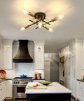 Five Light Dope Farmhouse Semi Flush Mount Ceiling Light Fixture With E26 Base in modern kitchen setting