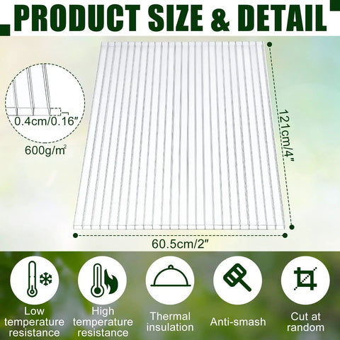 12 Pack 4 Ft By 2 Ft By 0.16 Inch Twin Wall Polycarbonate Greenhouse Panels Built To Last Waterproof UV Protected Clear Corrugated Roofing Sheets For Easy Greenhouse Replacement