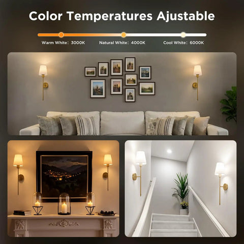 No Wiring Headaches Premium Gold Wall Sconces Set Of Two Battery Operated Cordless Light Fixtures With E26 Socket And Rechargeable Bulbs showcasing adjustable color temperatures and stylish installations.