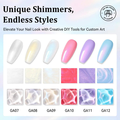 Bio Based Pearl Gel Nail Polish Set With Six Iridescent Shimmer Shades For DIY Home Manicure And Nail Art color options