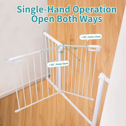 Extra Wide Walk Through Baby Gate For Kids And Pets, Durable Safety Gate For Stairs And Doorways, Easy Install Pressure Mounted, open both ways
