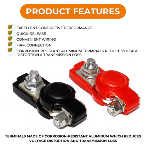 Heavy Duty 12V Battery Terminals For Cars Trucks And SUVs With Quick Release Cable Clamps Positive And Negative Connectors