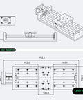 Technical drawing of Heavy Duty CNC Linear Guide Motion Actuator Table With 150mm Width 200mm Rail Beefed Up Load Bearing Capacity Includes Limit Switch Travel 500mm For Precise Automated Positioning And Smooth Linear Movement dimensions