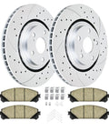 Front Drilled And Slotted Brake Rotors With Ceramic Pads Kit For Toyota Sienna Highlander RX350 RX450h NX200T NX300 NX300h.