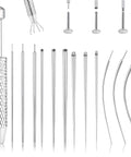 Ball Grabber Piercing Tool Kit For Jewelry In 14G To 20G Stainless Steel with various needles and rods visible