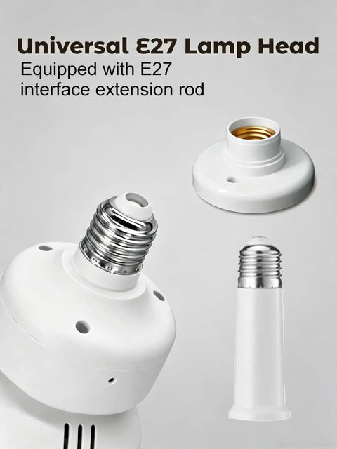 Universal E27 lamp head and extension rod for 52cm ceiling fan with light, E27 bulb socket.